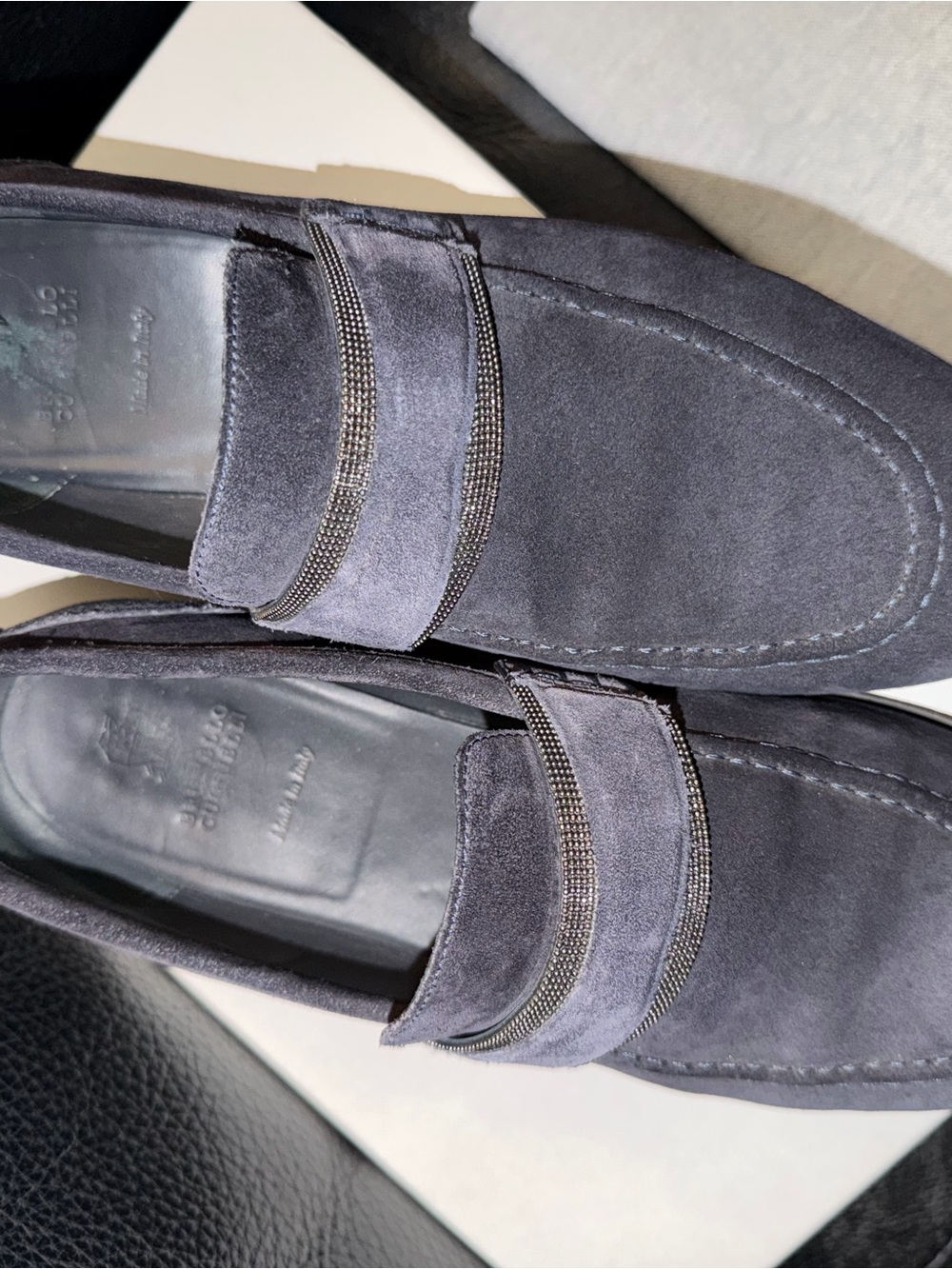 Brunello Cucinelli navy suede Women's Penny loafer - Picture 11 of 16